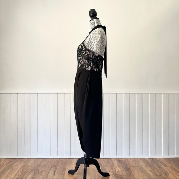 Rodeo Show Black Lace Bodice Halter Cocktail Dress Size 8 - Picture 7 of 13